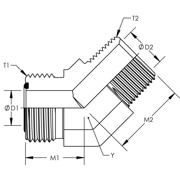 Male Flat Face O-Ring To Male Pipe 45° Elbow